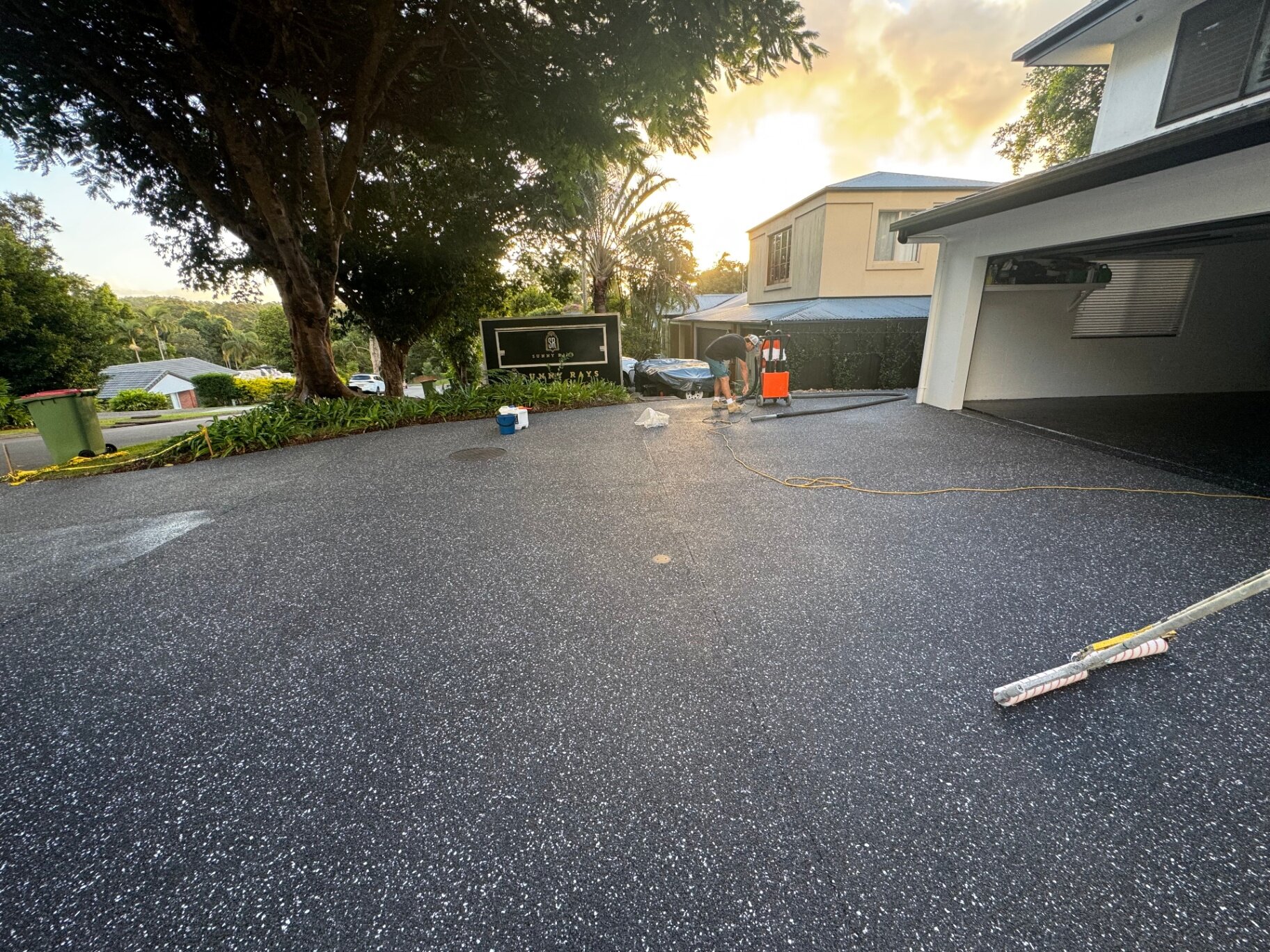 Driveway flake · sunset